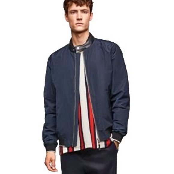 Zara Navy Bomber Jacket - Picture 1 of 8